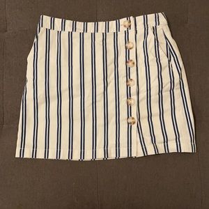 Blue and white striped jean skirt